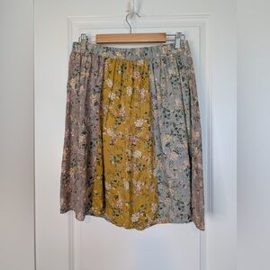 Natural Life Floral Patchwork Boho Skirt Size Large